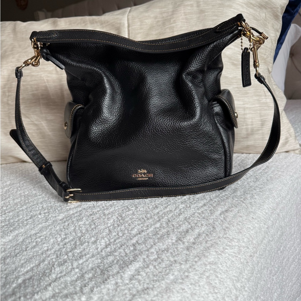 Coach Black Leather Hobo Bag